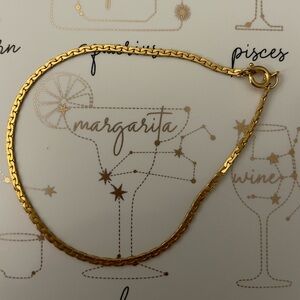 NEW vintage 12kt yellow gold filled c link cobra herringbone flat chain bracelet